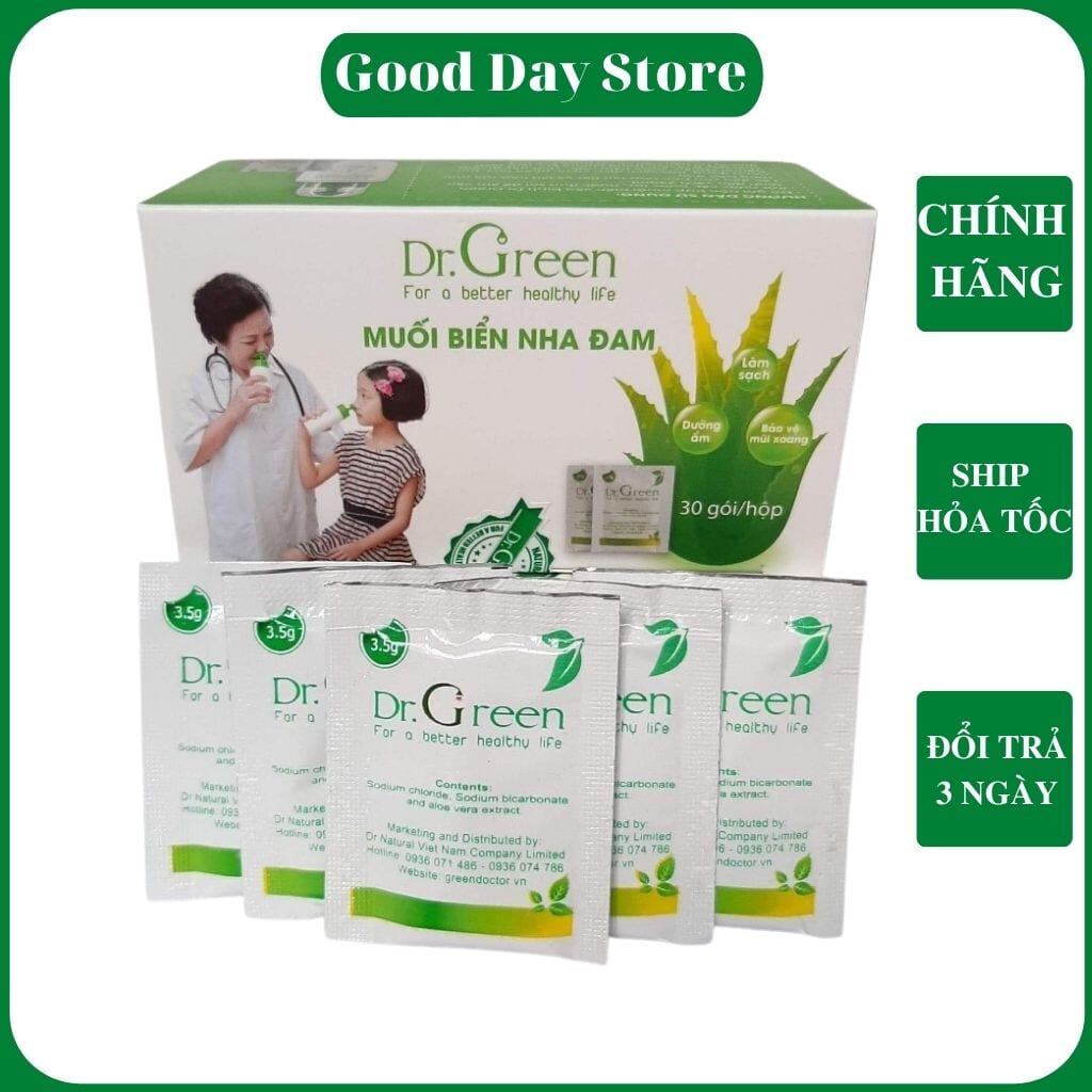 Muối biển Nha đam Dr.Green (hộp 30 gói muối)