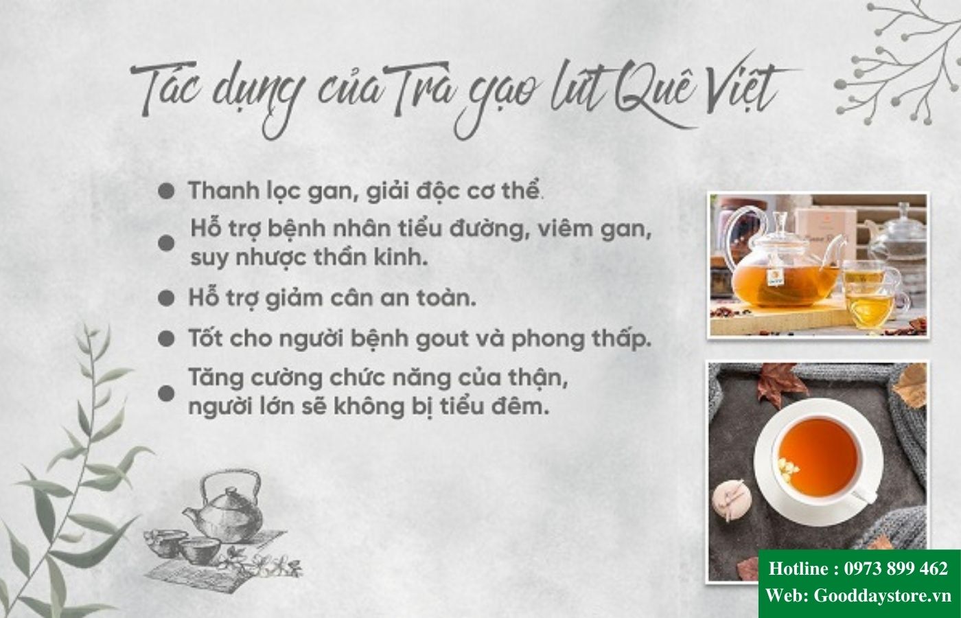 Tác dụng của trà gạo lứt Quê Việt