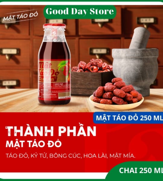 1 Mật Táo Đỏ Tâm An, với thành phần chính là táo đỏ Hàn Quốc kết hợp các nguyên liệu quý từ thiên nhiên theo công thức Đông y cổ truyền (9)