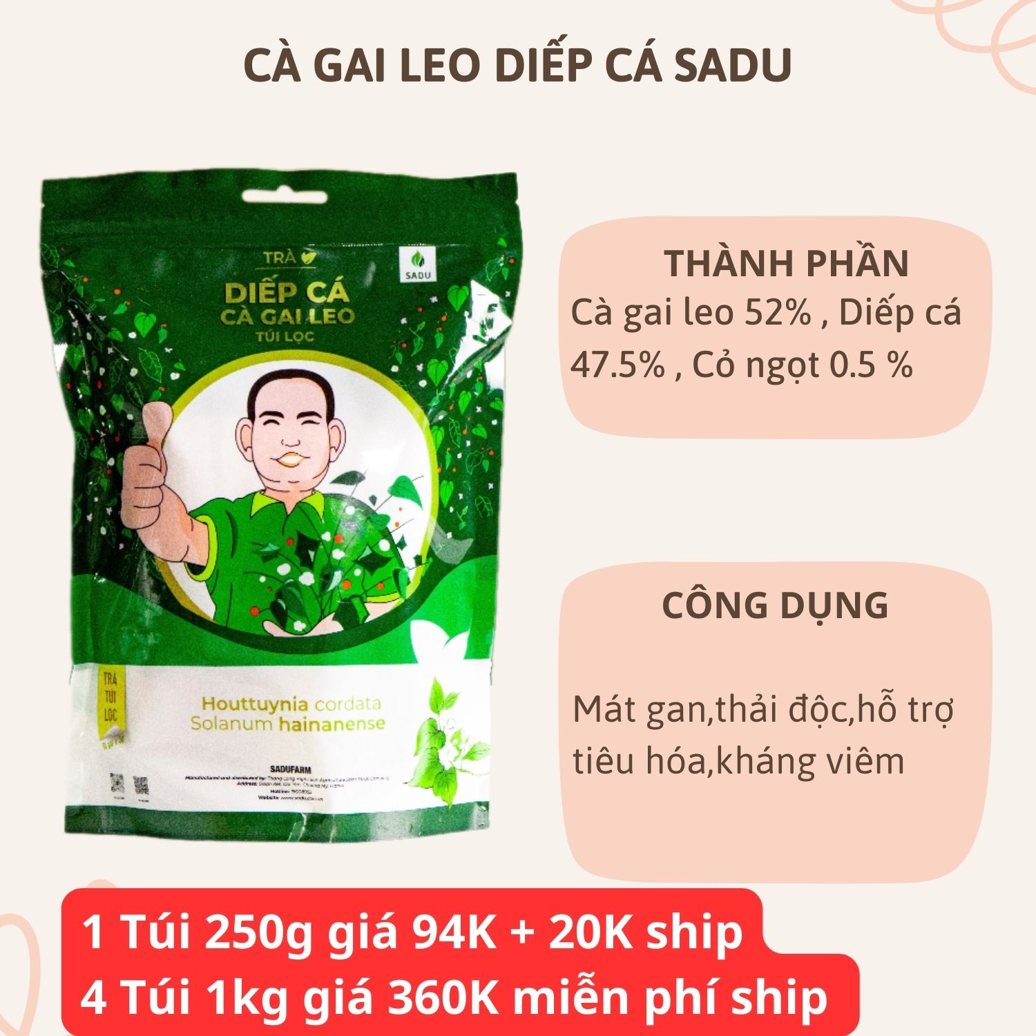 Review Trà Cà Gai Leo Diếp Cá Sadu